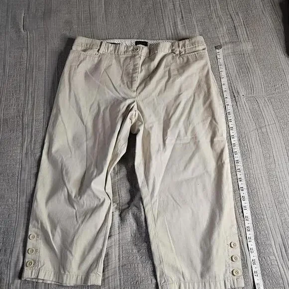 Talbots Beige Capri Pants with Button Detail Size 14P - Picture 1 of 9